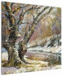 Mivali Tablou cu peisaj de iarnă pictat, dintr-o bucată 70x70 cm (V022213V7070)