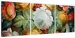 Mivali Tablou cu buchet pictat de flori, din trei bucăți 90x30 cm (V021943V9030)