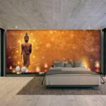 Mivali Fototapet - Buddha în sclipici auriu, vlies, 147x102 cm (T100363TQ3)
