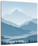 Mivali Tablou pe sticlă - Munții cu privirea graficeanului, dintr-o bucată 40x40 cm pe sticlă (V022118V4040GD)