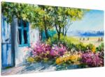Mivali Tablou - Grădina din fața casei, pictură în ulei, dintr-o bucată 120x70 cm (V023178V12070)
