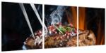 Mivali Tablou cu steac pe grill (cu ceas), din trei bucăți 90x30 cm cu ceas (V021992V9030C)
