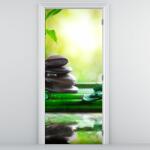 Mivali Fototapet pentru ușă - Pietre pentru masaj și orhideele pe masă (D020902D95205)