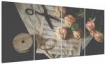 Mivali Tablou cu note muzicale și trandafiri, din patru bucăți 160x80 cm (V020393V16080)