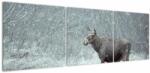 Mivali Tablou - Elan într-o pădure înzăpezită, din trei bucăți 150x50 cm (V023401V15050)