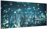 Mivali Tablou pe sticlă - Metropolă stălucitoare, dintr-o bucată 100x50 cm pe sticlă (V023345V10050GD)