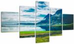 Mivali Tablou cu lac și munți, din cinci bucăți 125x70 cm (V020861V12570)