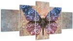 Mivali Tablou - Fluture steampunk (cu ceas), din cinci bucăți 150x80 cm cu ceas (V022985V15080C)