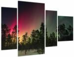 Mivali Tablou cu Northern Lights (cu ceas), din patru bucăți 110x75 cm cu ceas (V021102V11075C)
