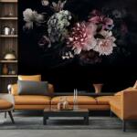 Mivali Fototapet - Flori pe fond negru, vlies, 490x340 cm (T100038TQ10)