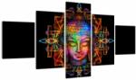 Mivali Tablou - Bustul lui Buddha în culori neon, din cinci bucăți 125x70 cm (V023477V12570)