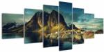 Mivali Tablou cu sat de pescari din Norvegia, din șapte bucăți 210x100 cm (V021280V210100)