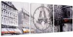 Mivali Tablou - Pictură în ulei, Paris (cu ceas), din trei bucăți 90x30 cm cu ceas (V023196V9030C)