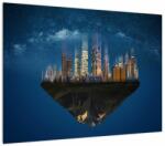 Mivali Tablou pe sticlă - Metropola plutind în spațiu, dintr-o bucată 70x50 cm pe sticlă (V023017V7050GD)