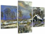 Mivali Tablou -Cabane într-un peisaj de iarnă, pictură în ulei, din trei bucăți 90x60 cm (V023248V90603PCS)