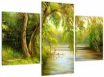 Mivali Tablou - Salcie lângă lac, pictură în ulei, din trei bucăți 90x60 cm (V023249V90603PCS)