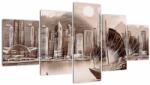 Mivali Tablou - Victoria Harbour, Hong Kong, efect sepia, din cinci bucăți 150x80 cm (V023101V150805PCS)