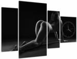 Mivali Tablou - Nud feminin (cu ceas), din patru bucăți 110x75 cm cu ceas (V023081V11075C)
