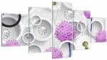Mivali Tablou cu abstracție 3D cu cercuri și flori, din cinci bucăți 150x80 cm (V020981V150805PCS)