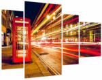 Mivali Tablou cu căsuța telefonică roșie din Londra (cu ceas), din patru bucăți 110x75 cm cu ceas (V021120V11075C)