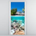 Mivali Fototapet pentru ușă - Plajă pe insulă tropicală (D021187D95205)