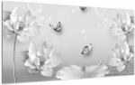 Mivali Tablou pe sticlă - Design flori și fluturi, dintr-o bucată 100x50 cm pe sticlă (V022491V10050GD)