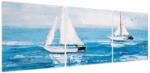 Mivali Tablou - Pictură yacht pe mare, din trei bucăți 150x50 cm (V023974V15050)