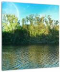 Mivali Tablou pe sticlă - lac, dintr-o bucată 40x40 cm pe sticlă (V020316V4040GD)