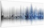 Mivali Tablou pe sticlă - Panorama orașului, albastru-gri, dintr-o bucată 100x50 cm pe sticlă (V023167V10050GD)