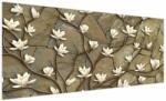 Mivali Tablou - Magnolii albe pe zidărie de piatră, dintr-o bucată 250x125 cm (V022779V250125)