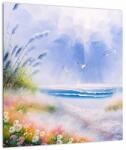 Mivali Tablou pe sticlă - Plaja romantică, pictură în ulei, dintr-o bucată 40x40 cm pe sticlă (V023170V4040GD)