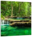 Mivali Tablou pe sticlă - Cascada Erawan din Kanchanaburi, Thailanda, dintr-o bucată 30x30 cm pe sticlă (V023561V3030GD)