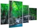 Mivali Tablou - Cascada Erawan, Kanchanaburi, Thailanda (cu ceas), din patru bucăți 110x75 cm cu ceas (V023212V11075C)