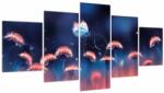 Mivali Tablou cu păpădii cu fluture albastru (cu ceas), din cinci bucăți 150x80 cm cu ceas (V021757V15080C)