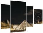 Mivali Tablou - Louvre nocturn (cu ceas), din patru bucăți 110x75 cm cu ceas (V021664V11075C)
