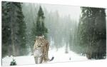 Mivali Tablou pe sticlă cu leopard în zăpadă, dintr-o bucată 100x50 cm pe sticlă (V020880V10050GD)