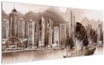 Mivali Tablou - Victoria Harbour, Hong Kong, efect sepia, dintr-o bucată 120x50 cm (V023101V12050)