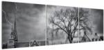 Mivali Tablou cu sat alb negru, din trei bucăți 150x50 cm (V020397V15050)