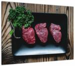 Mivali Tablou pe sticlă cu carne pe farfurie, dintr-o bucată 70x50 cm pe sticlă (V021193V7050GD)