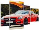 Mivali Tablou - Mercedes roșu (cu ceas), din patru bucăți 110x75 cm cu ceas (V020564V11075C)