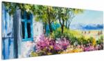 Mivali Tablou - Grădina din fața casei, pictură în ulei, dintr-o bucată 145x58 cm (V023178V14558)