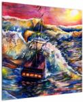 Mivali Tablou - Navă pe valurile oceanului, aquarelă, dintr-o bucată 70x70 cm (V022808V7070)