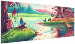 Mivali Tablou - Acuarelă, Golf într-un sat de munte, dintr-o bucată 145x58 cm (V022765V14558)