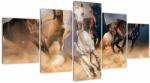 Mivali Tablou - Caii în deșert (cu ceas), din cinci bucăți 150x80 cm cu ceas (V023220V15080C)
