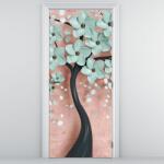 Mivali Fototapet pentru ușă - Flori albastru pastel (D021459D95205)