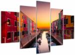 Mivali Tablou - Apus de soare, insula Burano, Veneția, Italia, din cinci bucăți 150x105 cm (V022657V150105)