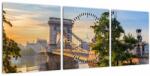 Mivali Tablou - Pod peste râu, Budapesta, Ungaria (cu ceas), din trei bucăți 90x30 cm cu ceas (V023128V9030C)