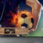 Mivali Fototapet - Minge de fotbal în flăcări, vlies, 490x340 cm (T100433TQ10)