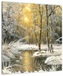 Mivali Tablou pe sticlă - Cabană în pădure, pictură în uei, dintr-o bucată 40x40 cm pe sticlă (V023251V4040GD)