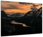 Mivali Tablou pe sticlă - Lac între munți, dintr-o bucată 70x50 cm pe sticlă (V022684V7050GD)